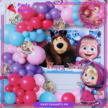 72pcs Happy Birthday Masha & The Bear Theme Set for Theme Based Birthday Decoration and Celebration